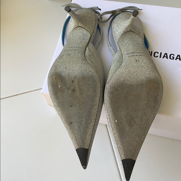 Balenciaga silver sling back heels 37 - Picture 6 of 8